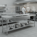 304 Stainless Steel Double Sink Unit 2400mm for Commercial Kitchens