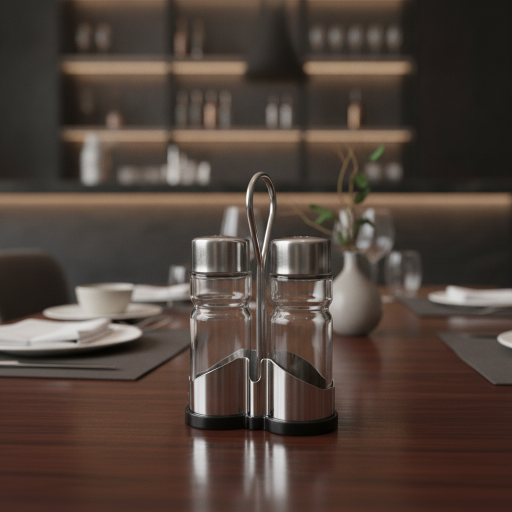 Stainless Steel Salt and Pepper Cruet Set 40x80mm for Restaurants