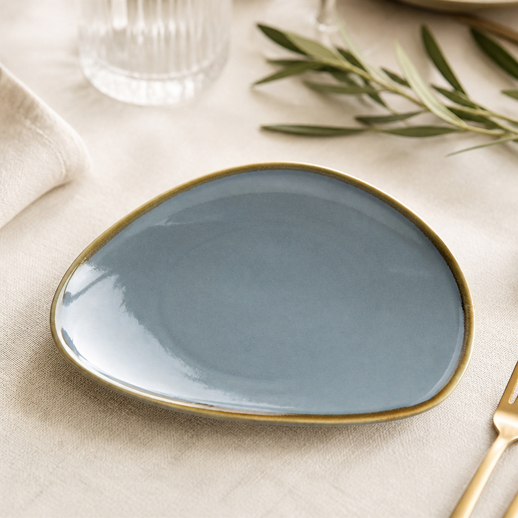 Triangular Porcelain Side Plates Ocean 165mm for Unique Table Settings