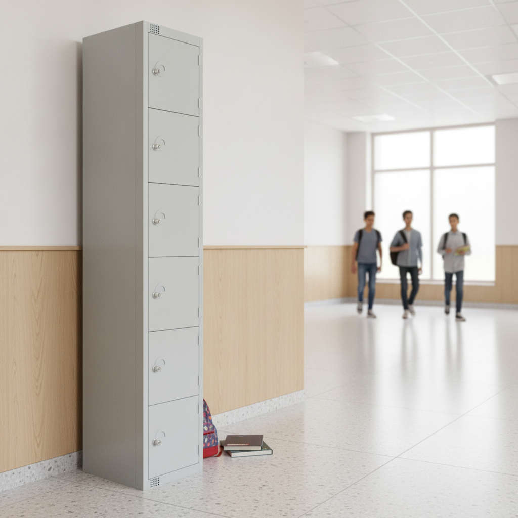 Powder Coated Steel Six Door Lockers 300mm Deep for Education & Health Institutions