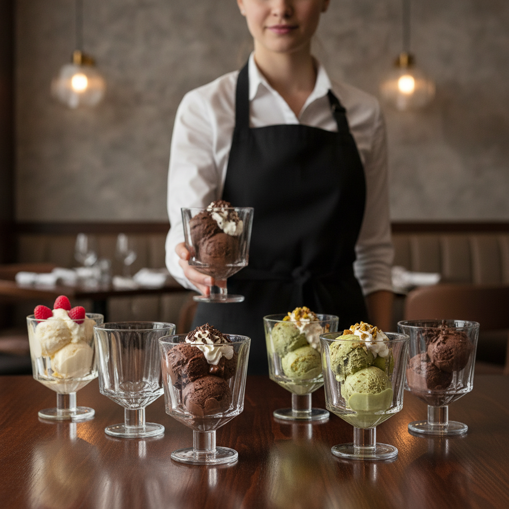 Clear Glass Dessert Dishes 260ml for Serving Ice Cream (Pack of 6)