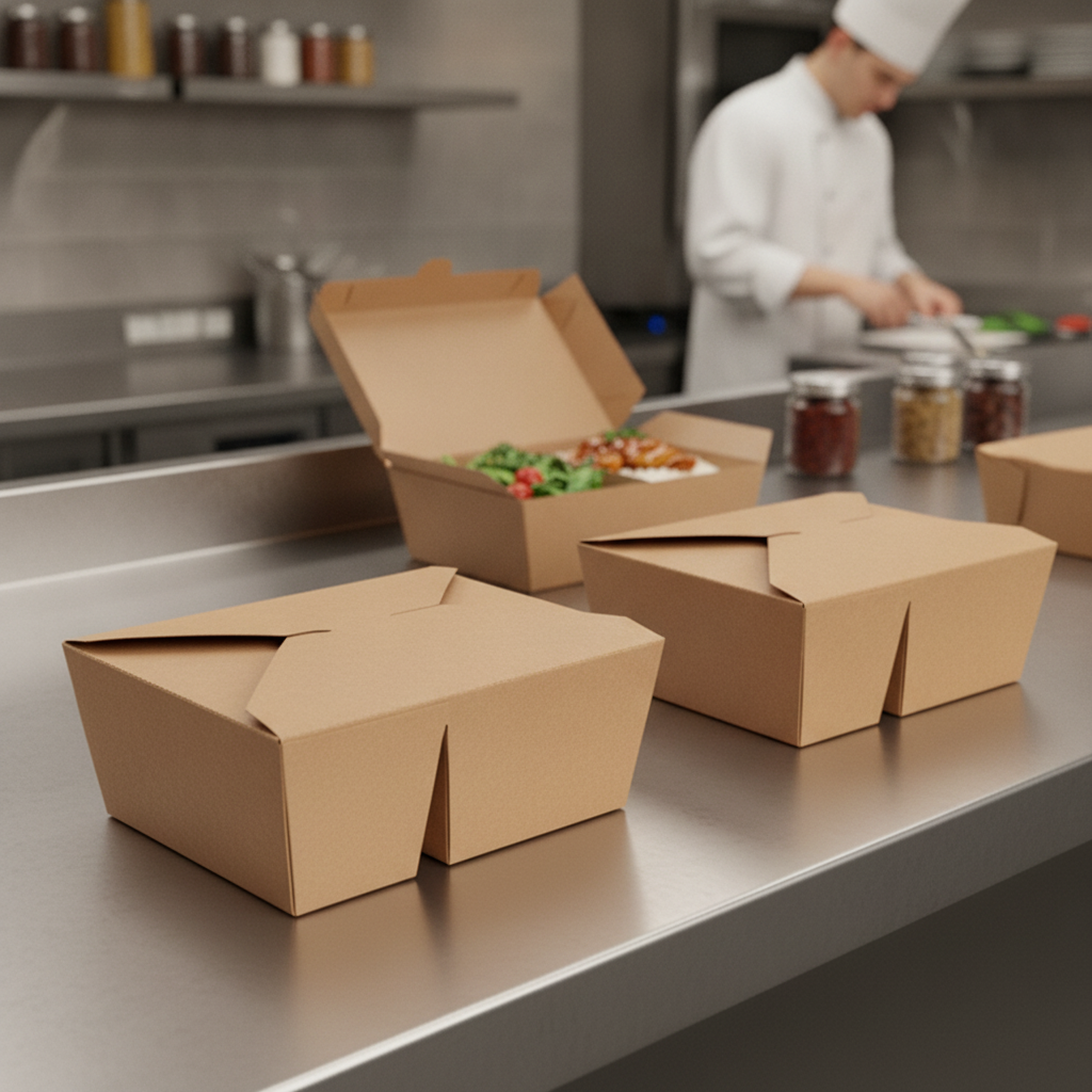Paperboard Two Compartment Food Container 1050ml for Food Separation (Pack of 200)