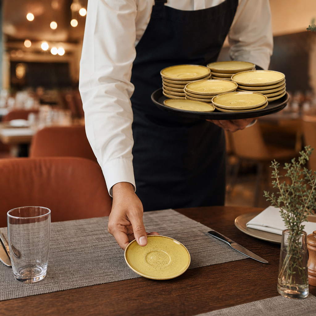 Seed Saucers Mustard Vitrified Ceramic for Table Settings (Pack of 12)