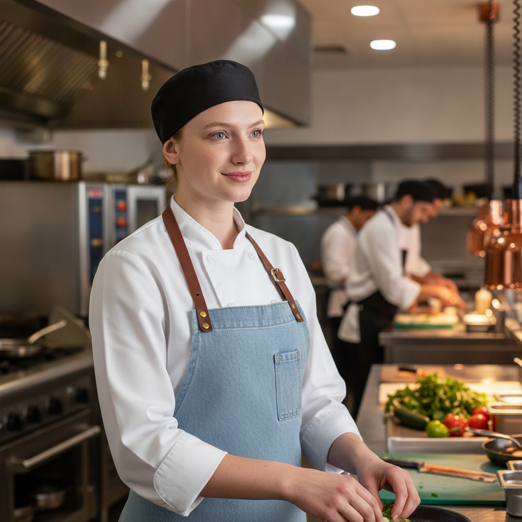 Cotton & Recycled Polyester Chef Skull Cap Black for Professional Use