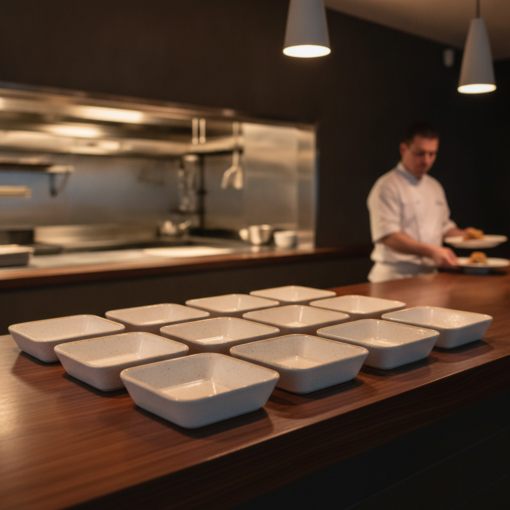 Super Vitrified Ceramic Deep Rectangular Dishes 160mm for Contemporary Dining (Pack of 12)