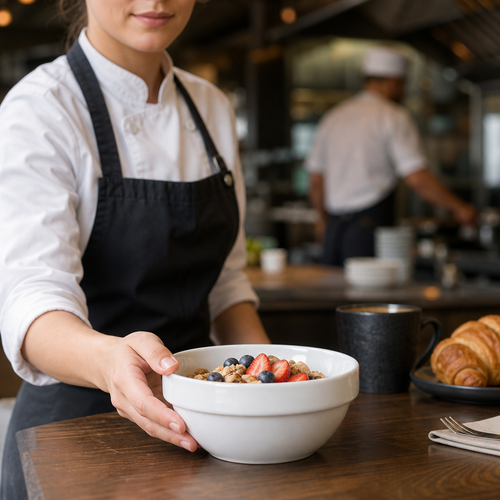 Cereal Bowls 540ml Porcelain for Busy Catering Environments (Pack of 12)