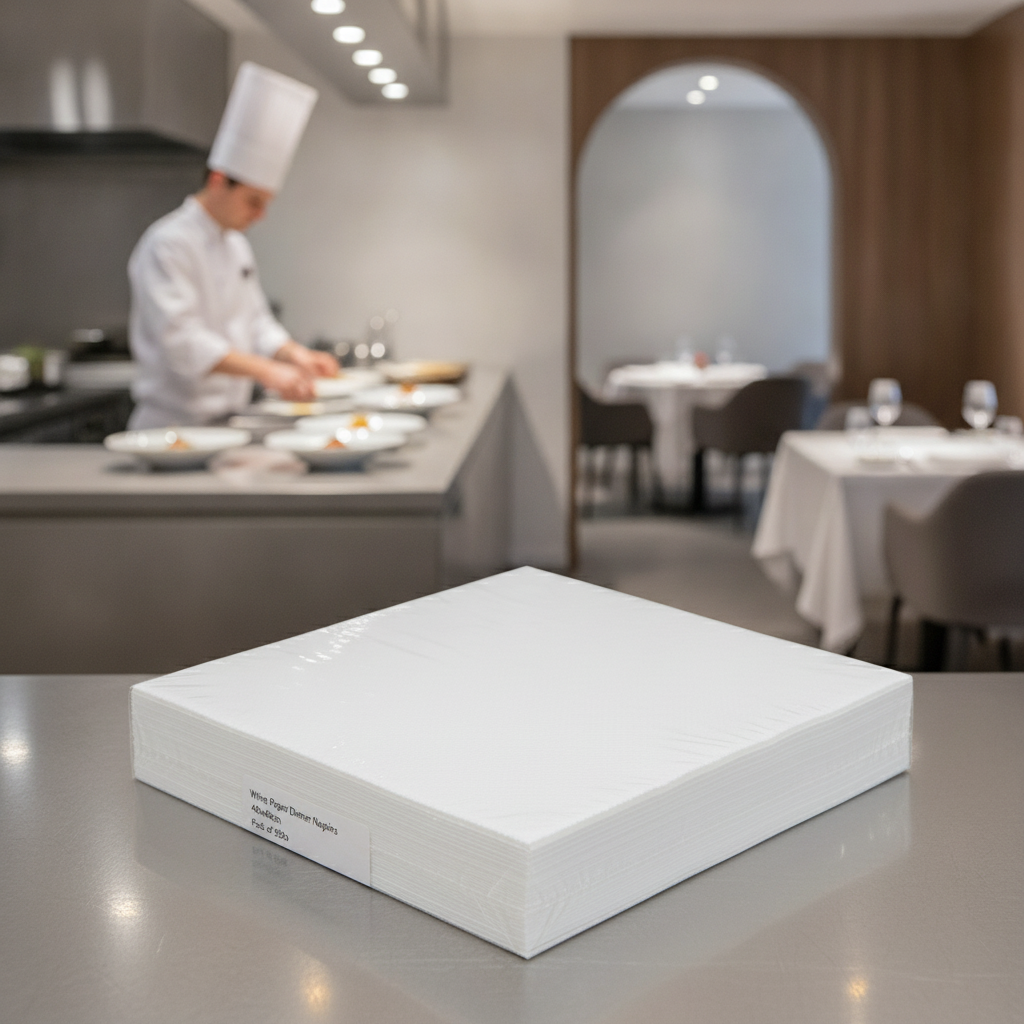 White Paper Dinner Napkins 40x40cm for Lunch Service (Pack of 500)