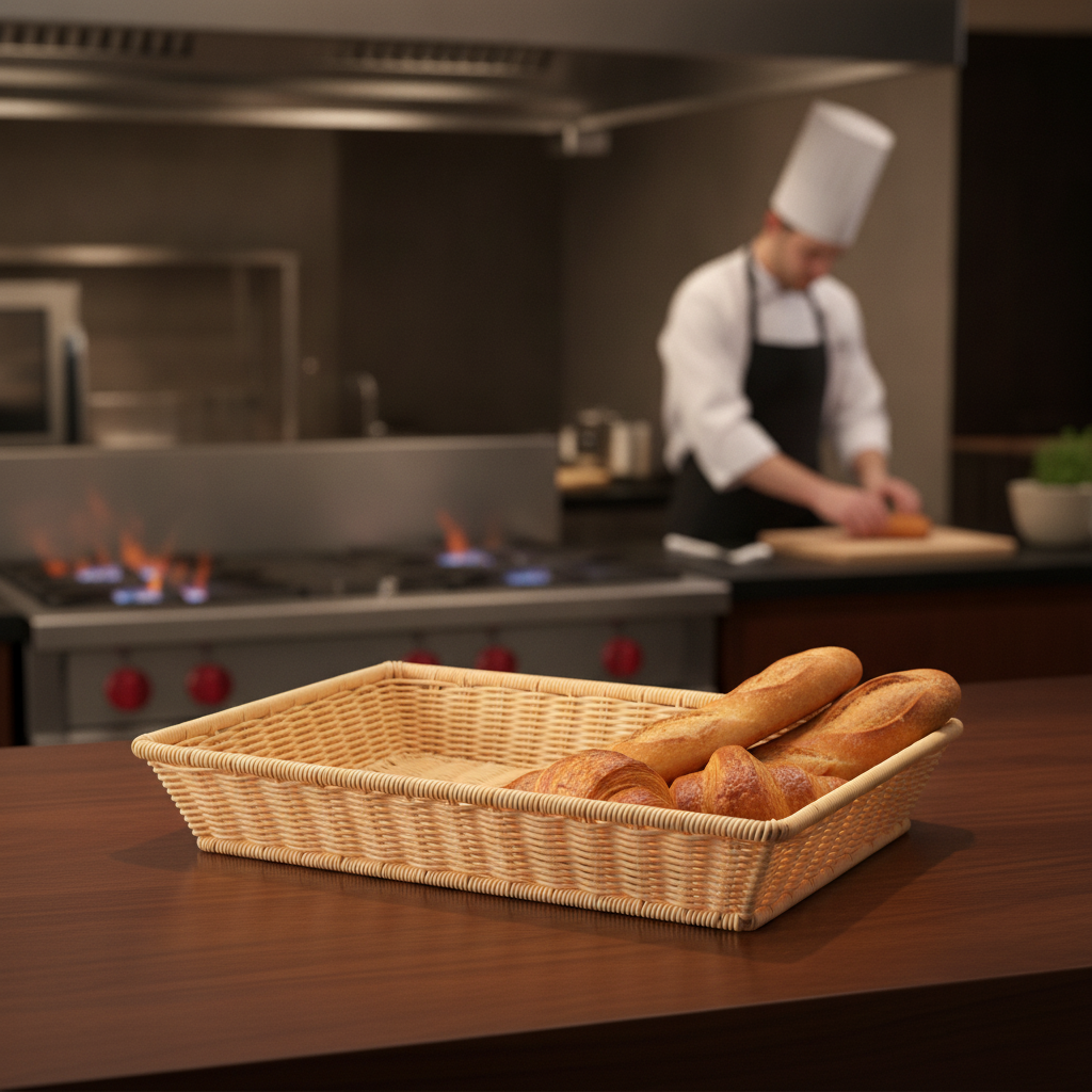Polypropylene Rattan Basket 1/1GN for Food Presentation