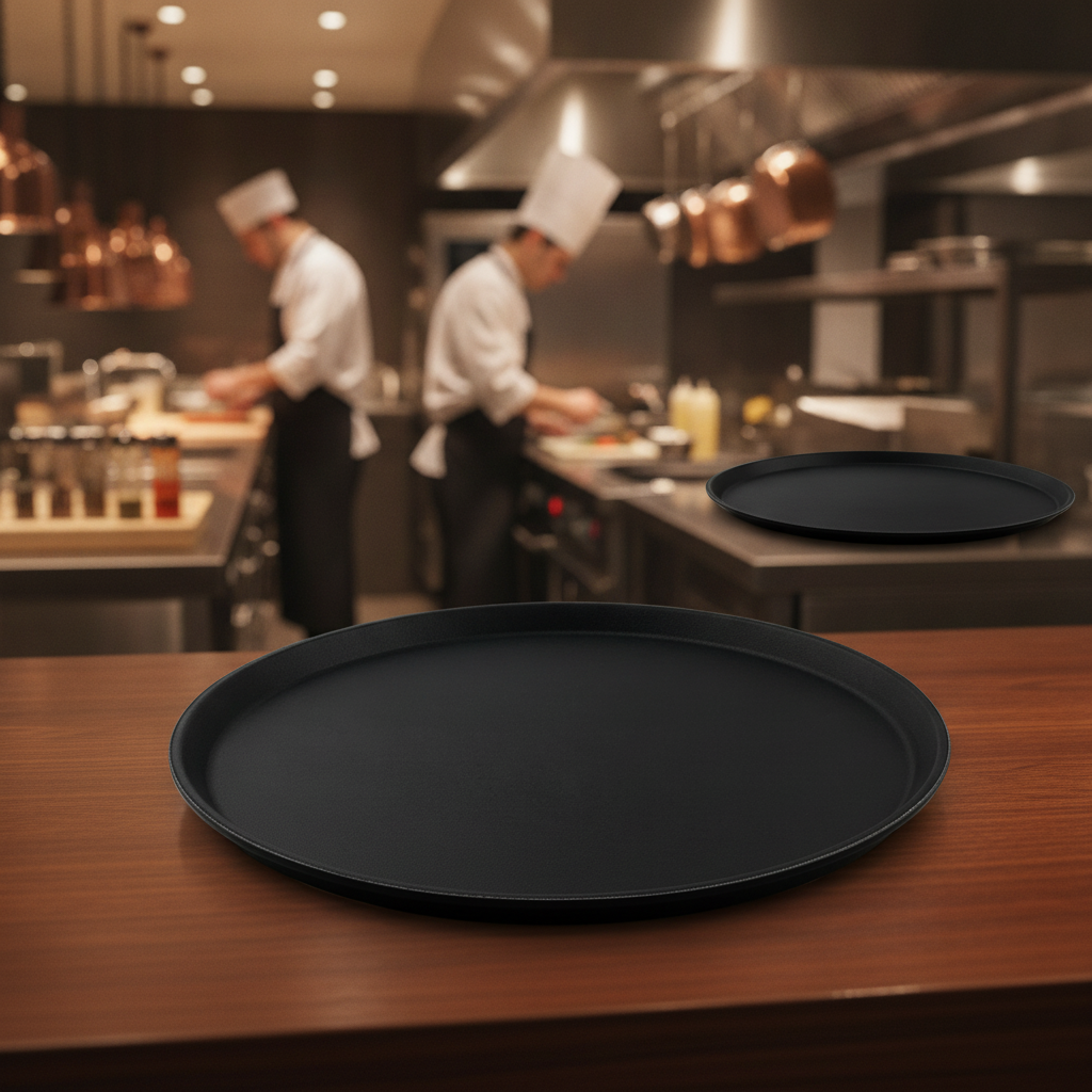 Plastic Non-Slip Round Tray 280mm for Food Service