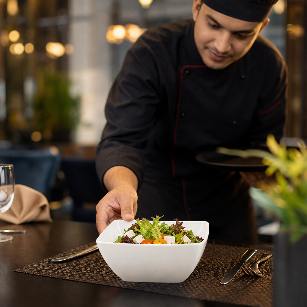 Curved Bowl inch 8 White Melamine for Table Settings