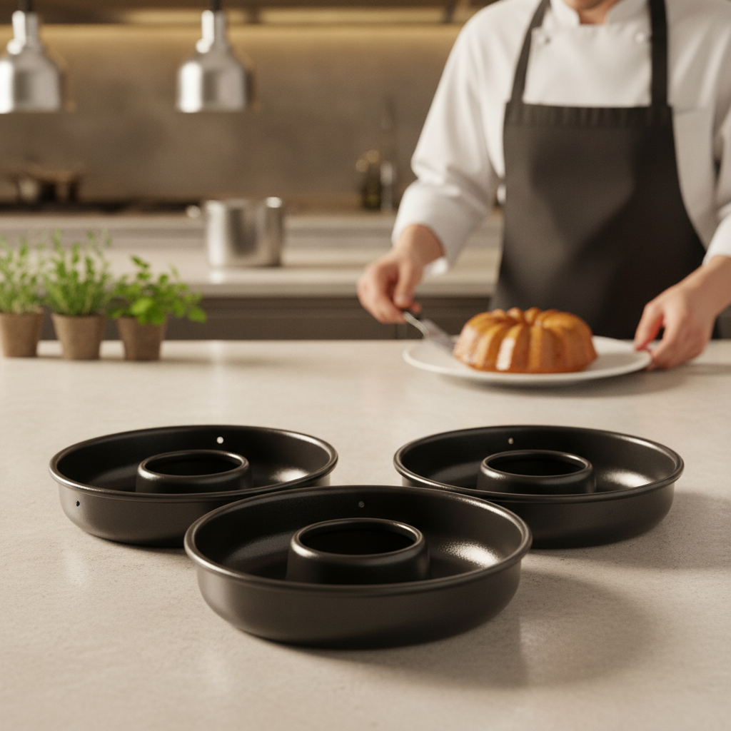 Carbon Steel Non-Stick Savarin Moulds 86mm for Food Plating (Pack of 3)