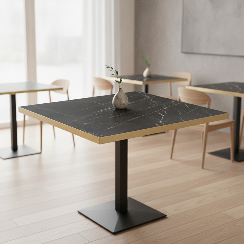 Black Laminate Table Top 800mm for Indoor Use