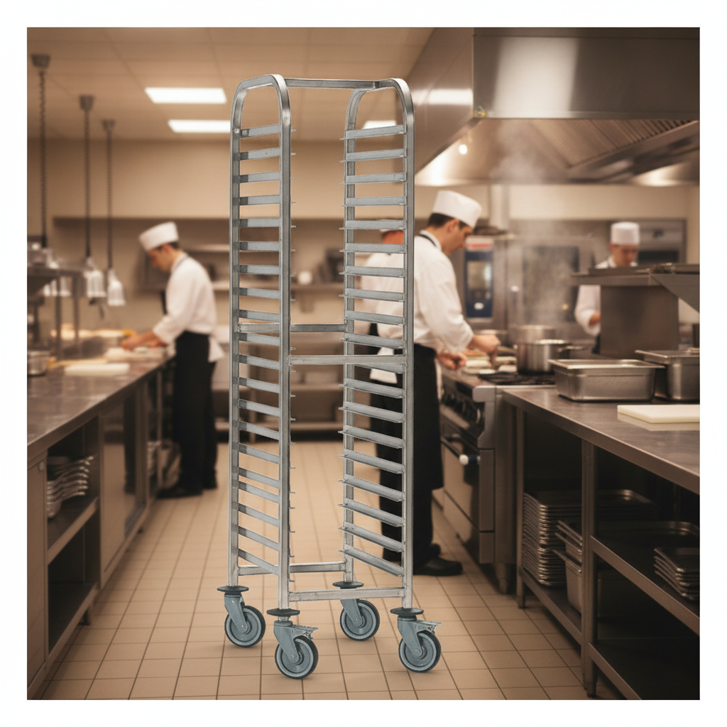 Stainless Steel Gastronorm Racking Trolley 15 Shelves for Commercial Use