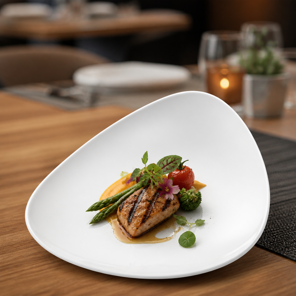 Vitrified Triangle Plates 265mm White Vitrified Porcelain for Hospitality Use (Pack of 12)