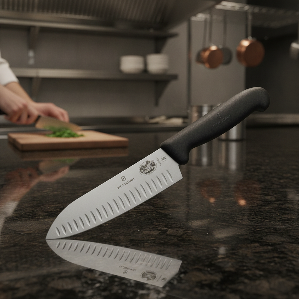 Stainless Steel Fluted Santoku Knife 17cm for Professional Kitchens