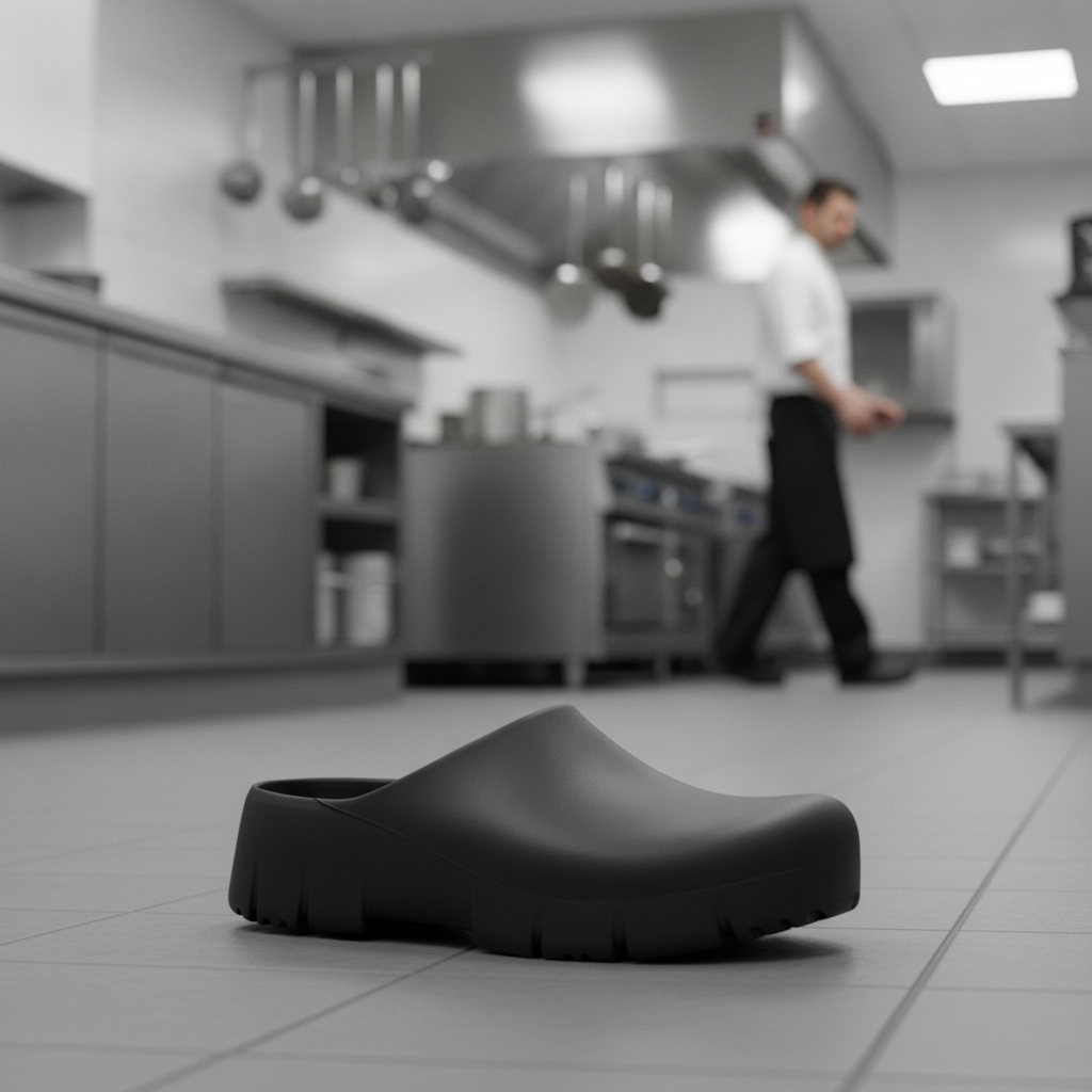 Polyurethane Black Super Birki Clogs for Catering Professionals
