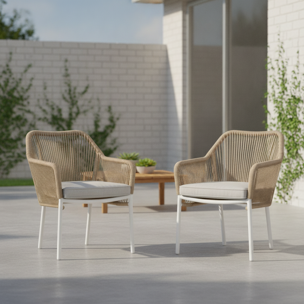 PE Rattan Outdoor Armchairs with Cushions 805mm for Indoor & Outdoor Use (Pack of 2)