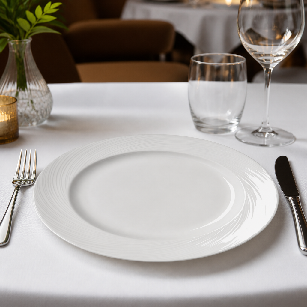 Plates 300mm White Porcelain for Fine Dining (Pack of 12)