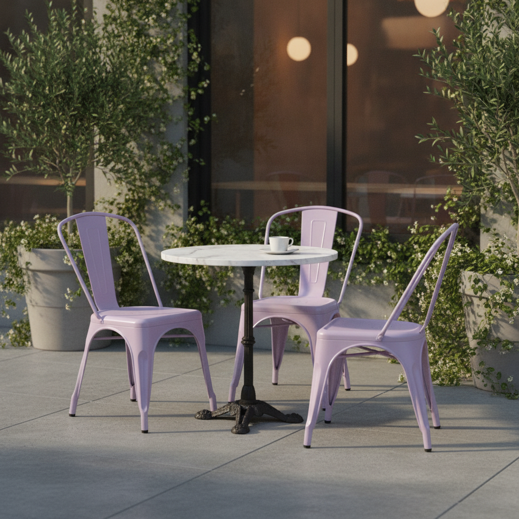Powder-Coated Steel Bistro Chairs Lilac 850x425mm for Cafés & Pubs (Pack of 4)