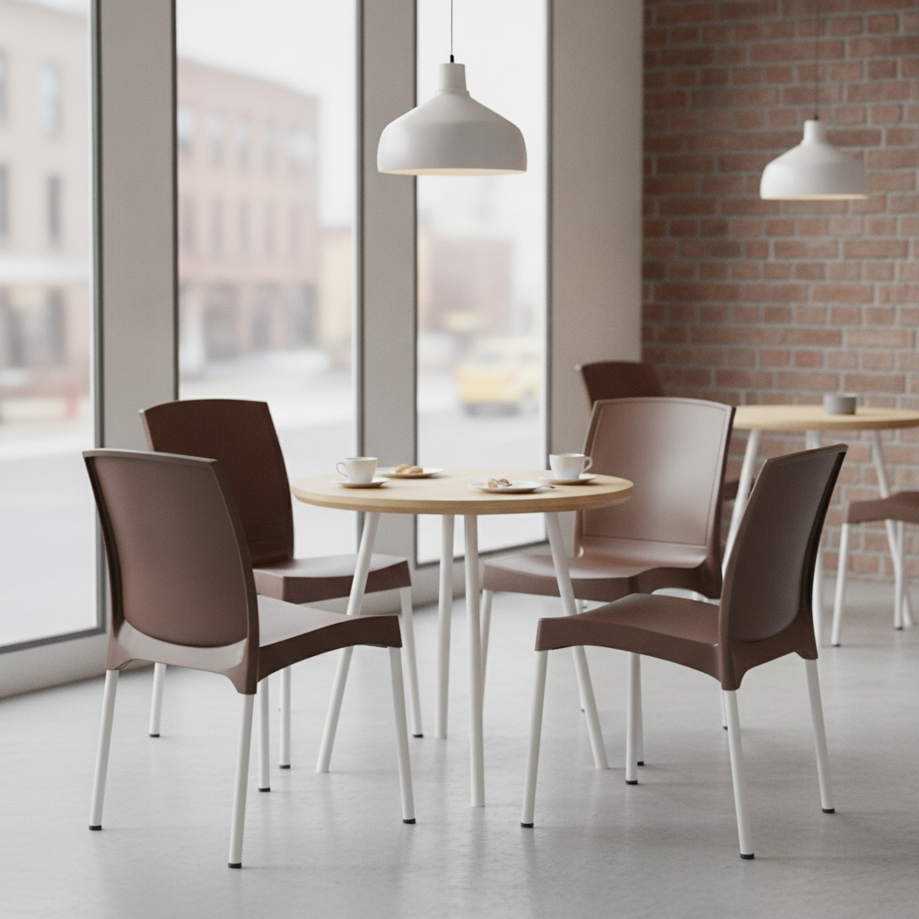 Polypropylene Side Chairs Brown 825mm for Cafés & Restaurants (Pack of 4)
