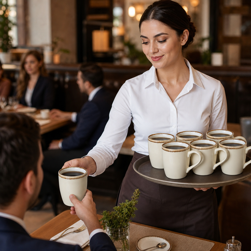 Mugs 320ml Porcelain for Coffee Service (Pack of 6)