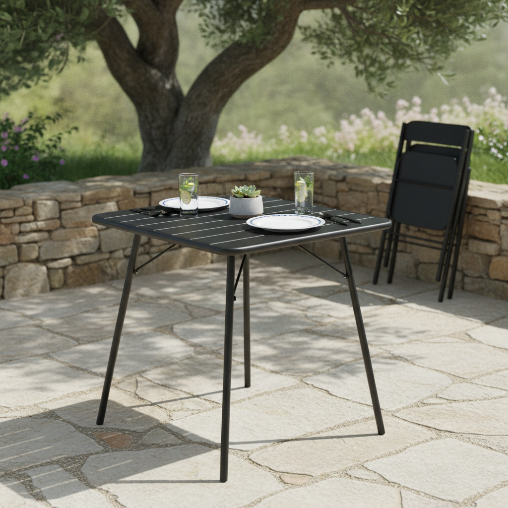 Powder Coated Steel Folding Bistro Table 700x700mm for Indoor & Outdoor Use