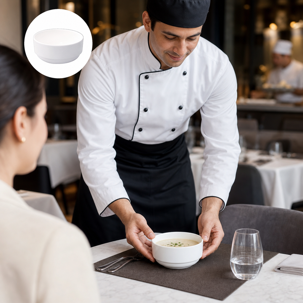 Round Soup Bowls 284ml Fine China for Dining Tables (Pack of 24)