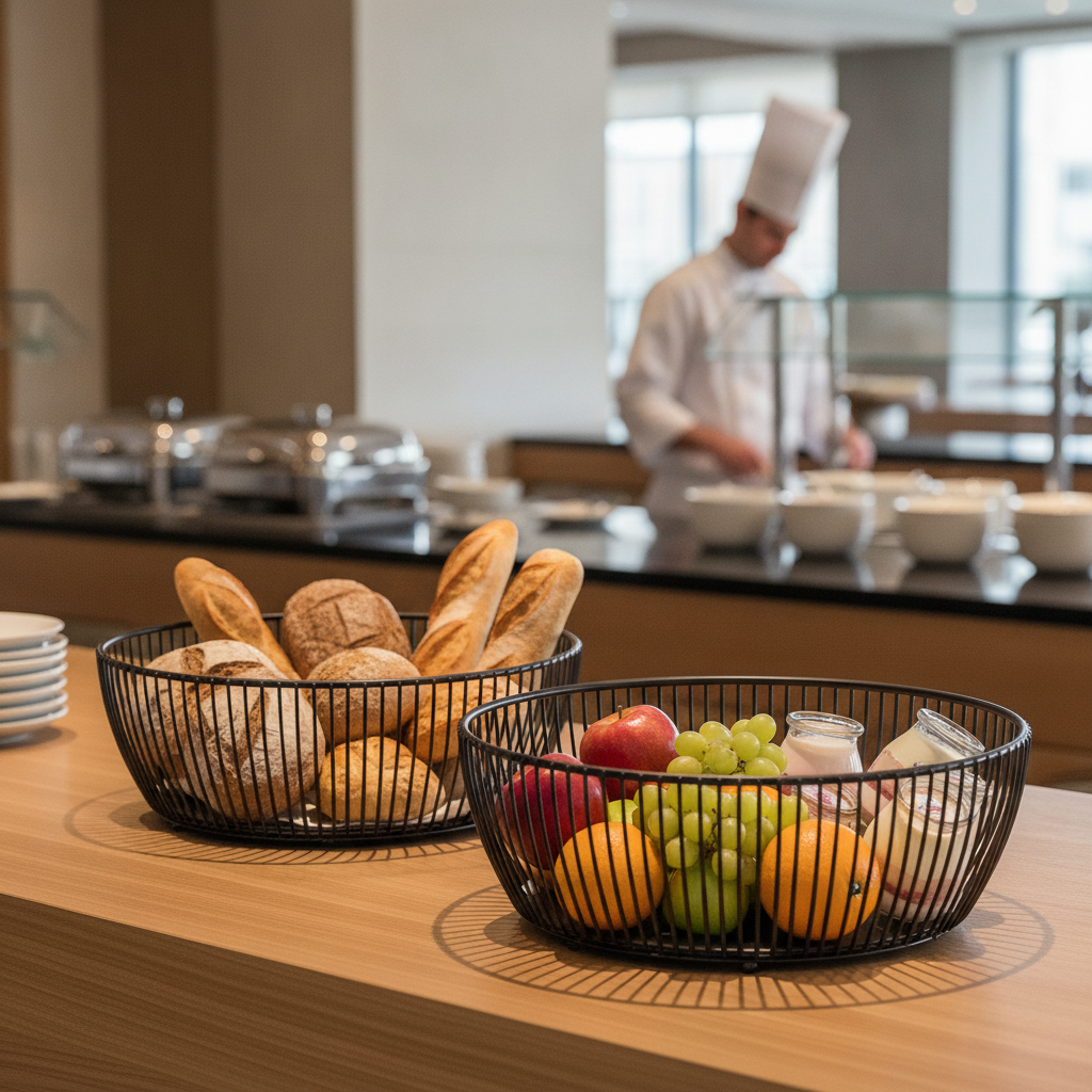 Metal Black Basket 200 & 240mm for Buffet Presentations (Pack of 2)
