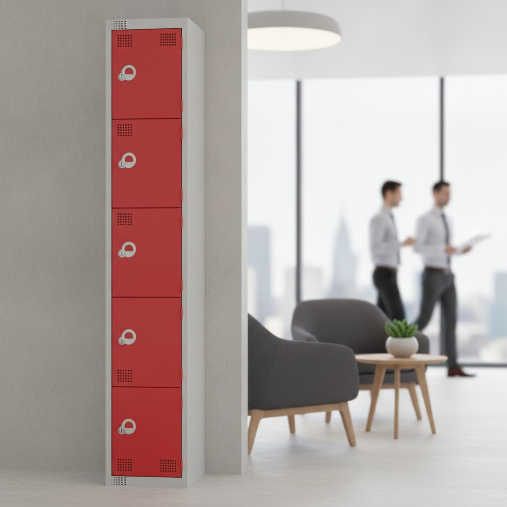 Powder Coated Steel Red Lockers 450mm Deep for Personal Storage