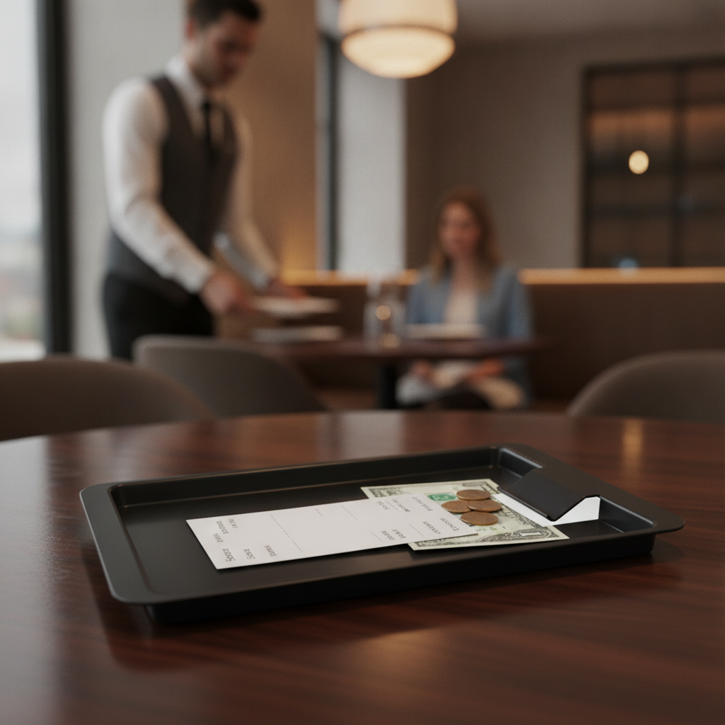 Plastic Tip Tray with Clip for Bill Presentation