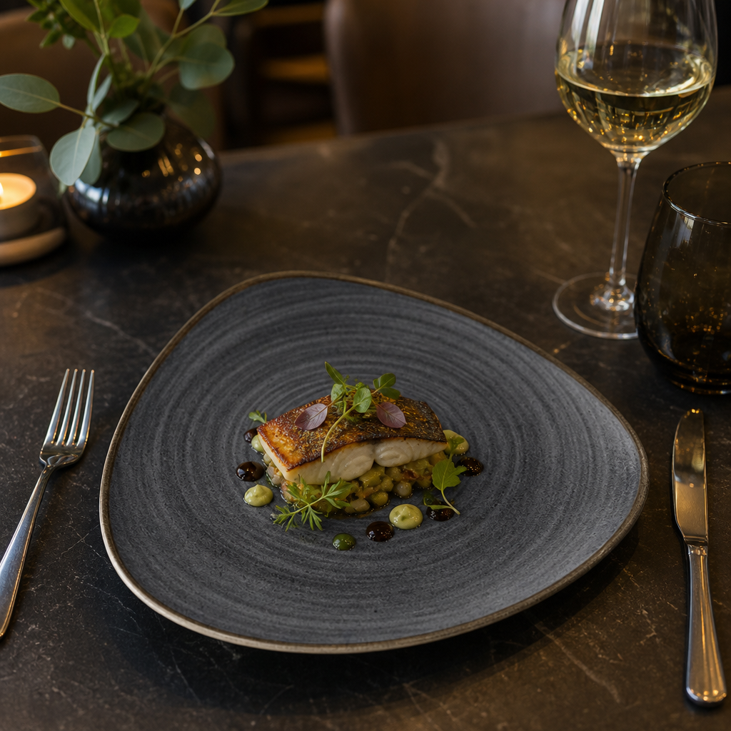Plate 229mm Black Vitrified Ceramic for Dining Experiences (Pack of 12)
