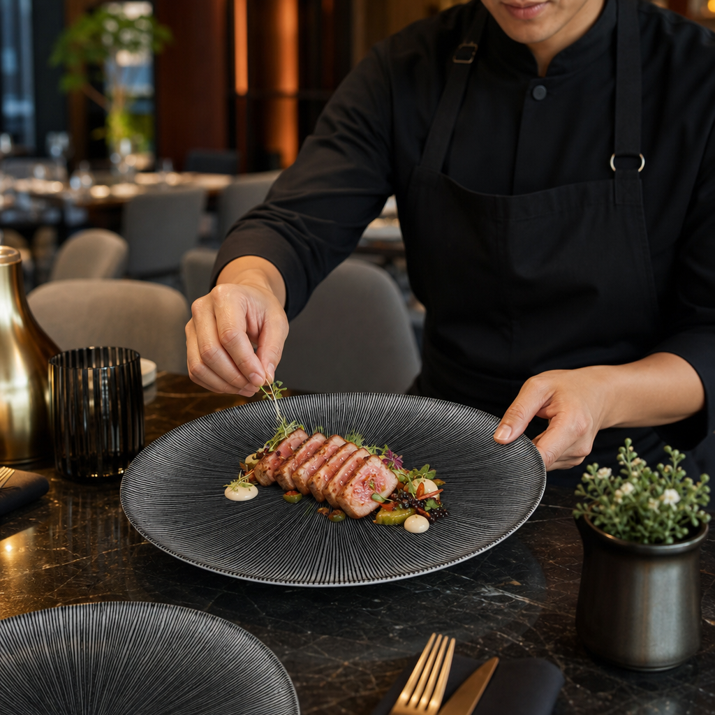 Coupe Plates 288mm Black Vitrified Ceramic for Dining (Pack of 12)