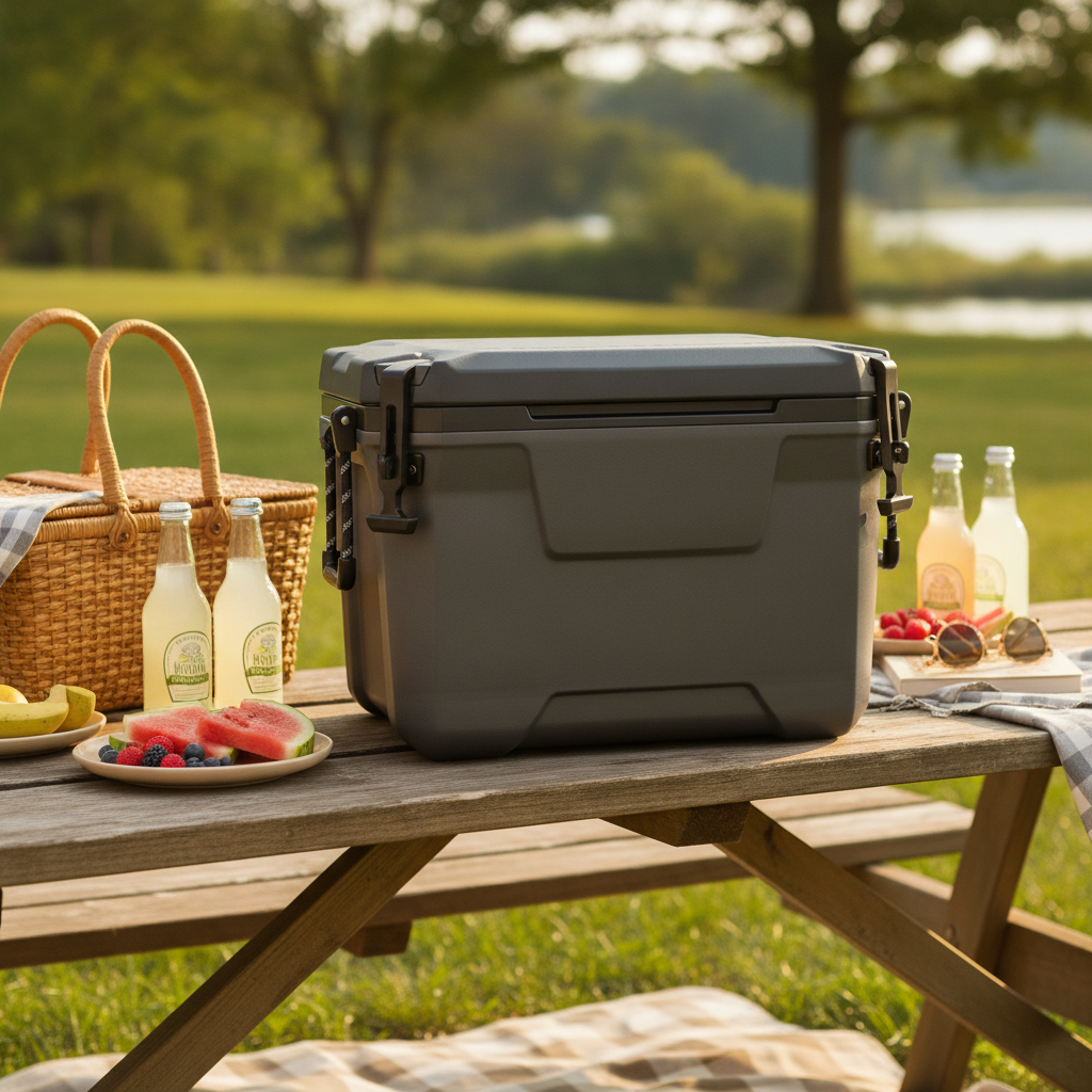 HDPE Grey Food and Drinks Cooler 52L for Outdoor Events
