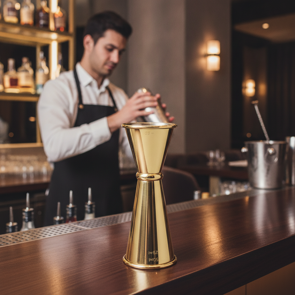 Gold-Plated Double-Ended Jigger 25ml/35ml/50ml for Bartending