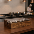 Wooden Cutlery Holder with Plastic Lid 280x130mm for Buffet Stations