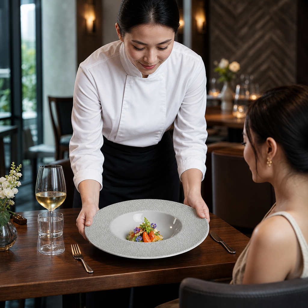 Wide Rim Bowls Grey 280mm Charcoal Ceramic for Dining (Pack of 12)