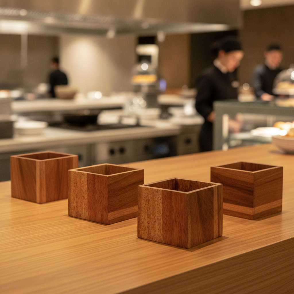 Wooden Buffet Cubes 120x100mm for Stylish Tabletop Displays (Pack of 4)