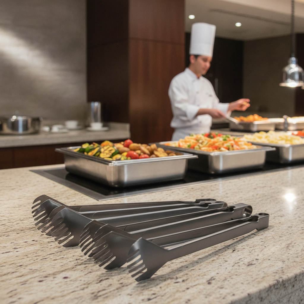 18/10 Stainless Steel Buffet Serving Tongs for Catering (Pack of 6)