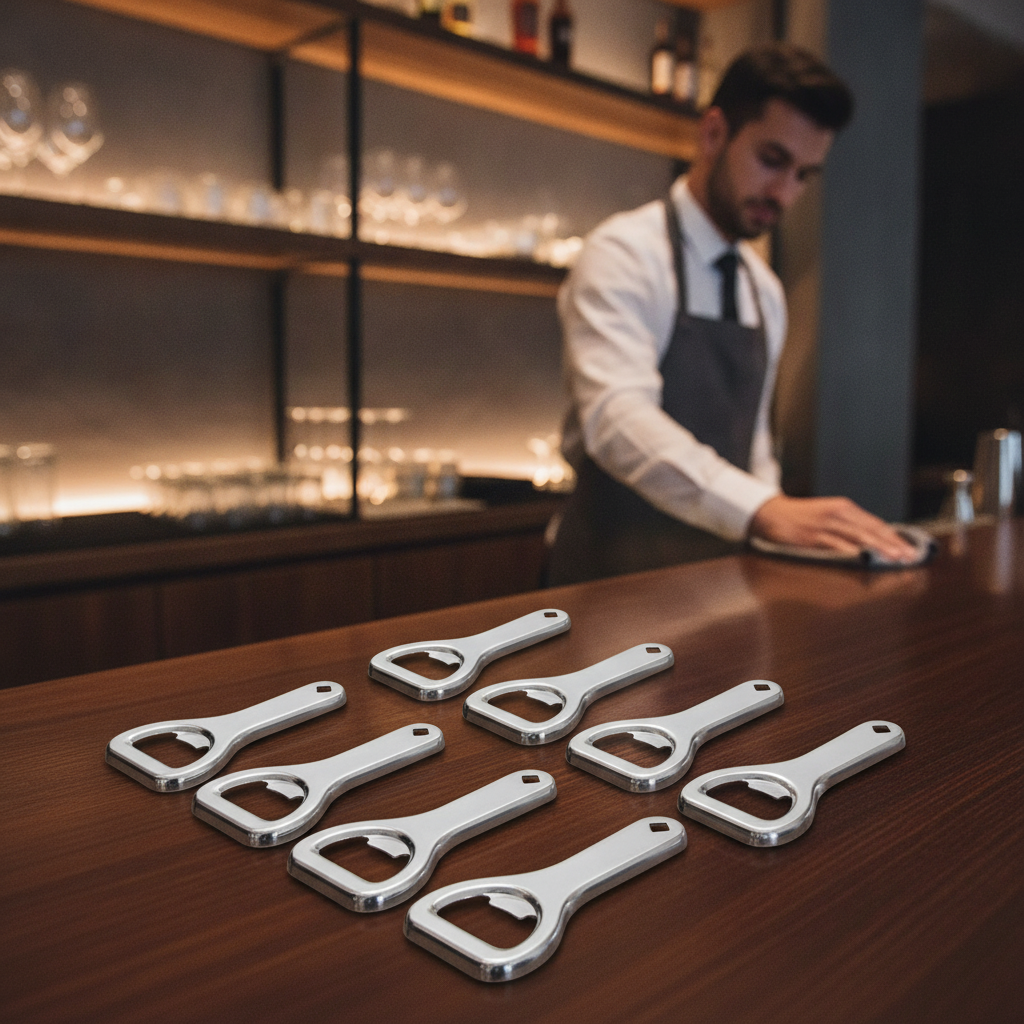 Small Stainless Steel Hand Held Bottle Opener for Bars & Pubs (Pack of 10)