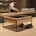 900W Induction Hob with Oak Frame for Compact Kitchens