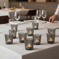 Soda Lime Grey Criss Cross Nightlight Holders 64mm for Table Settings (Pack of 12)