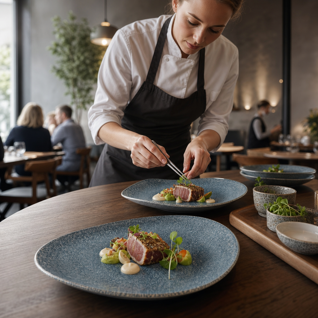 Triangular Plates Blue Porcelain for Restaurants (Pack of 6)