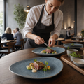Triangular Plates Blue Porcelain for Restaurants (Pack of 6)