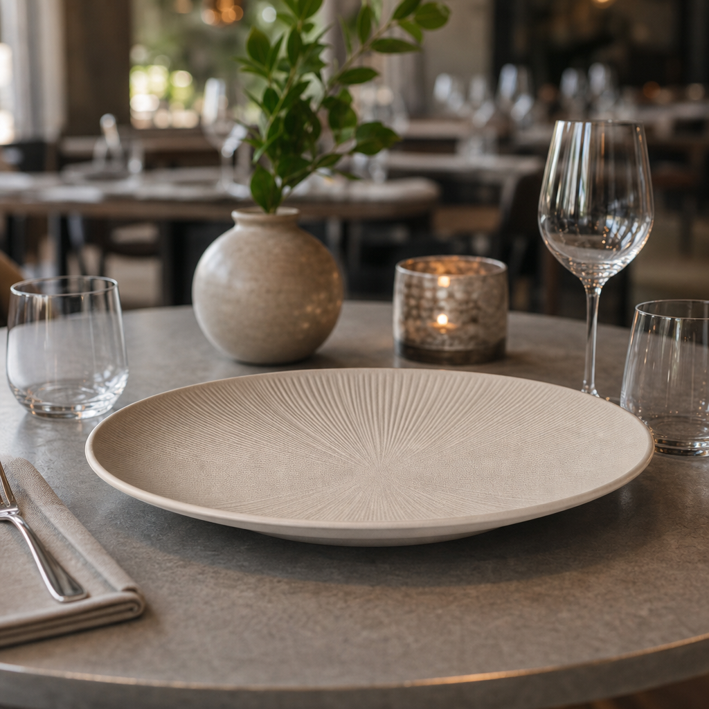 Sand Melamine Plate 330mm for Modern Table Settings