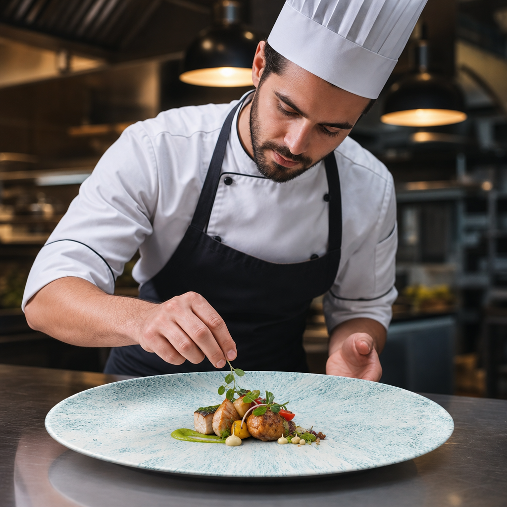Chefs Plates Blue Vitrified Ceramic for Creative Plating (Pack of 12)
