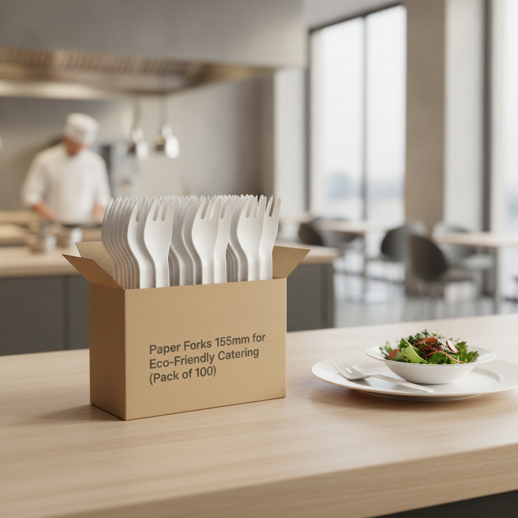 Paper Forks 155mm for Eco-Friendly Catering (Pack of 100)