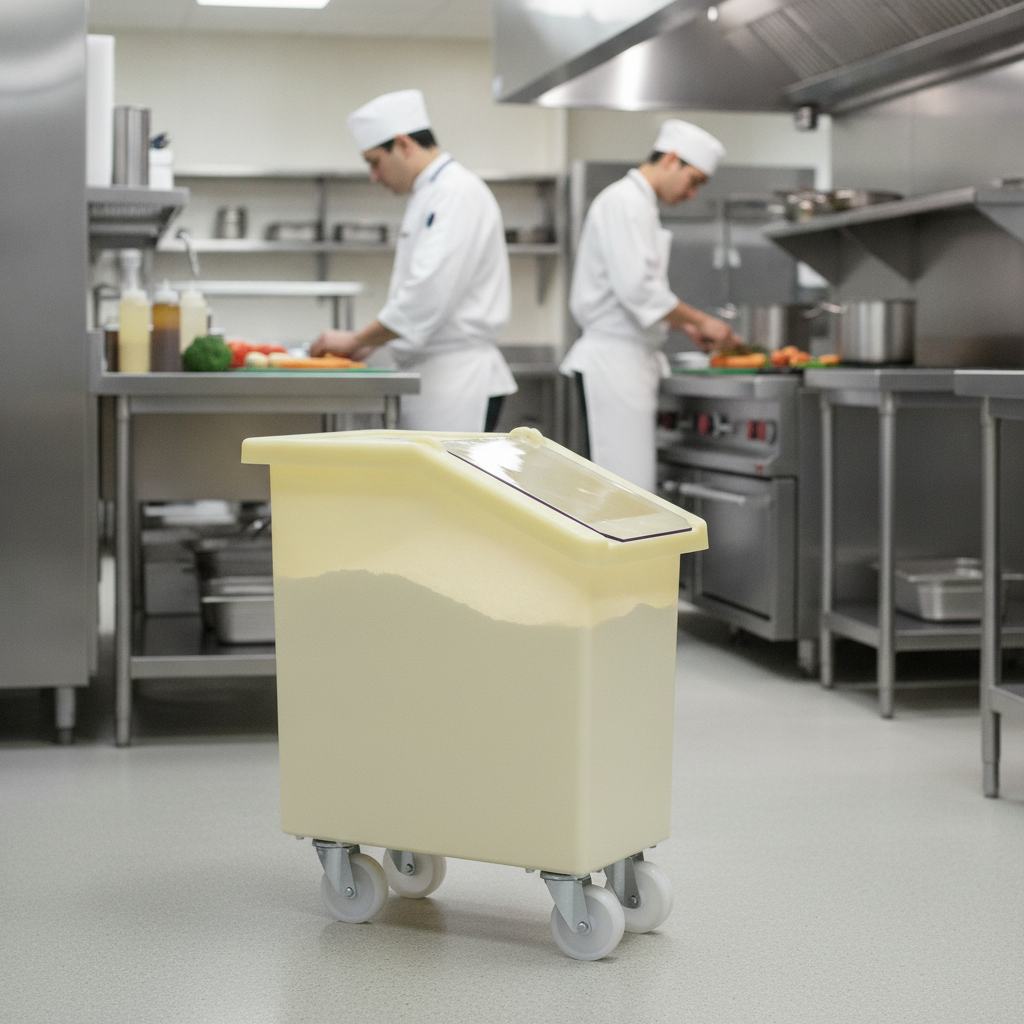 Polyethylene Mobile Ingredient Bin 65L for Food Storage