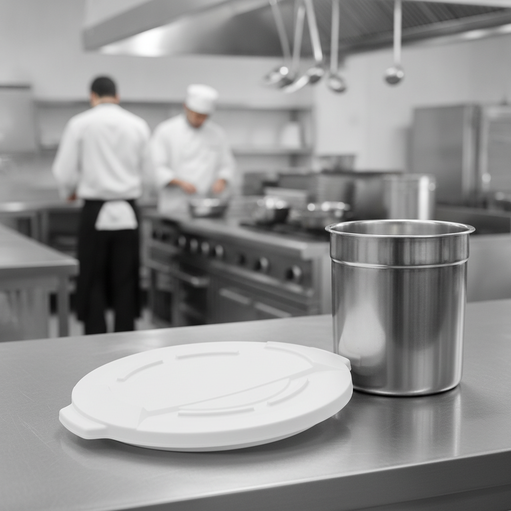 Polypropylene Round Container Bin Lid 38L for Commercial Kitchens