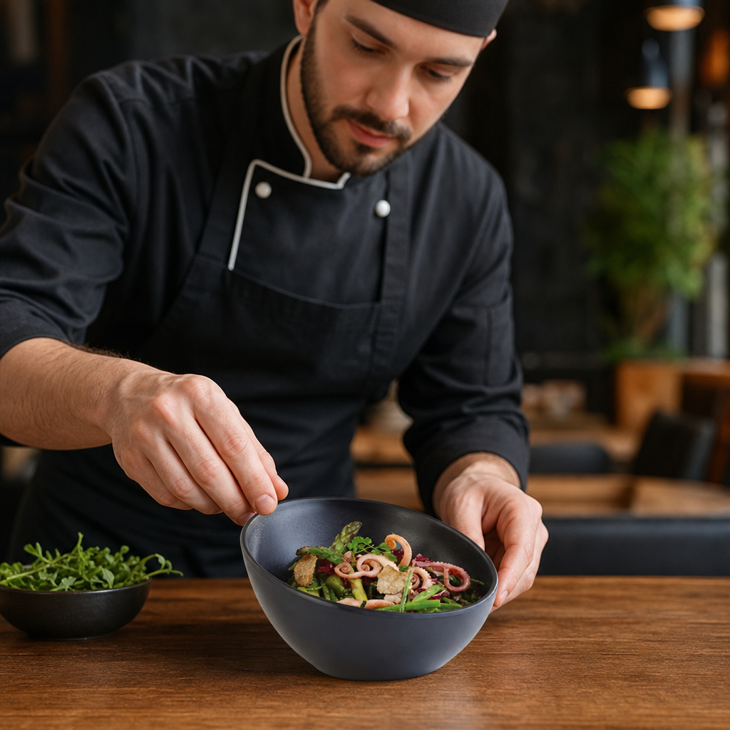 Round Sloped Bowl 300ml Black Melamine for Serving Starters