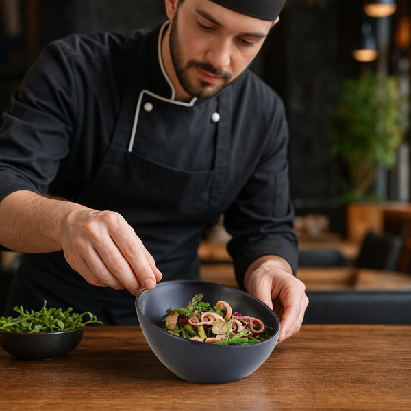 Round Sloped Bowl 300ml Black Melamine, Melamine